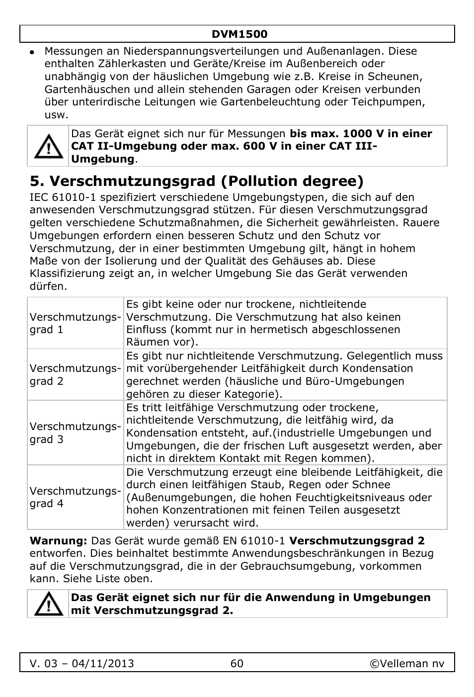 Verschmutzungsgrad (pollution degree) | Velleman DVM1500 User Manual | Page 60 / 104