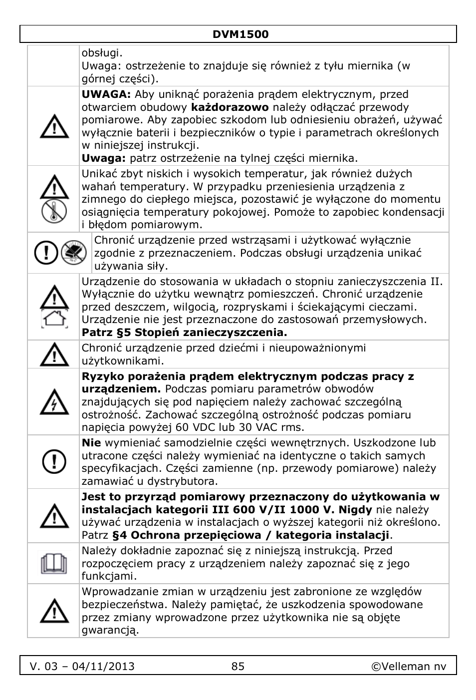 Velleman DVM1500 User Manual | Page 85 / 104