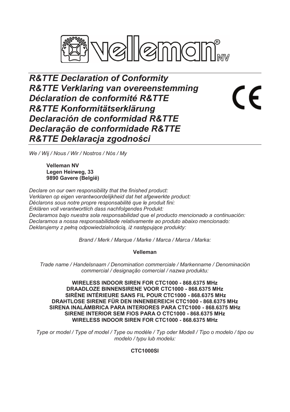 Velleman CTC1000SI User Manual | Page 36 / 37