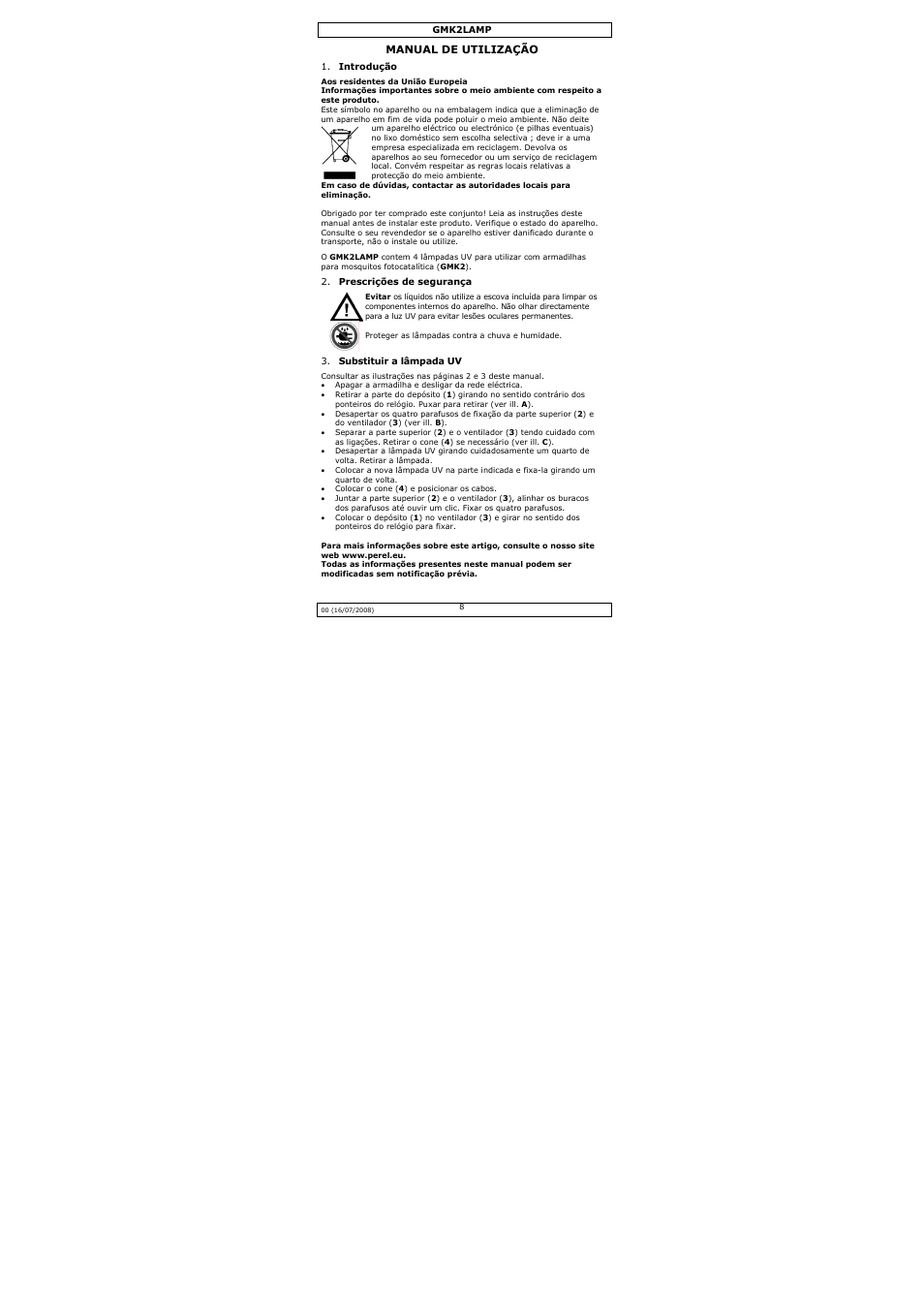 Velleman GMK2LAMP User Manual | Page 8 / 8
