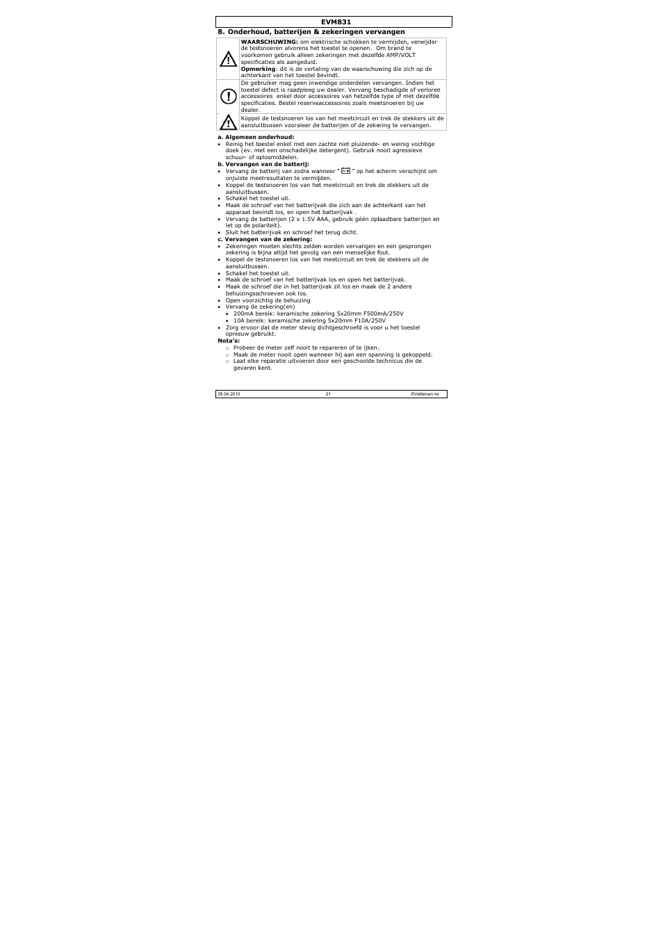 Velleman EVM831 User Manual | Page 21 / 70