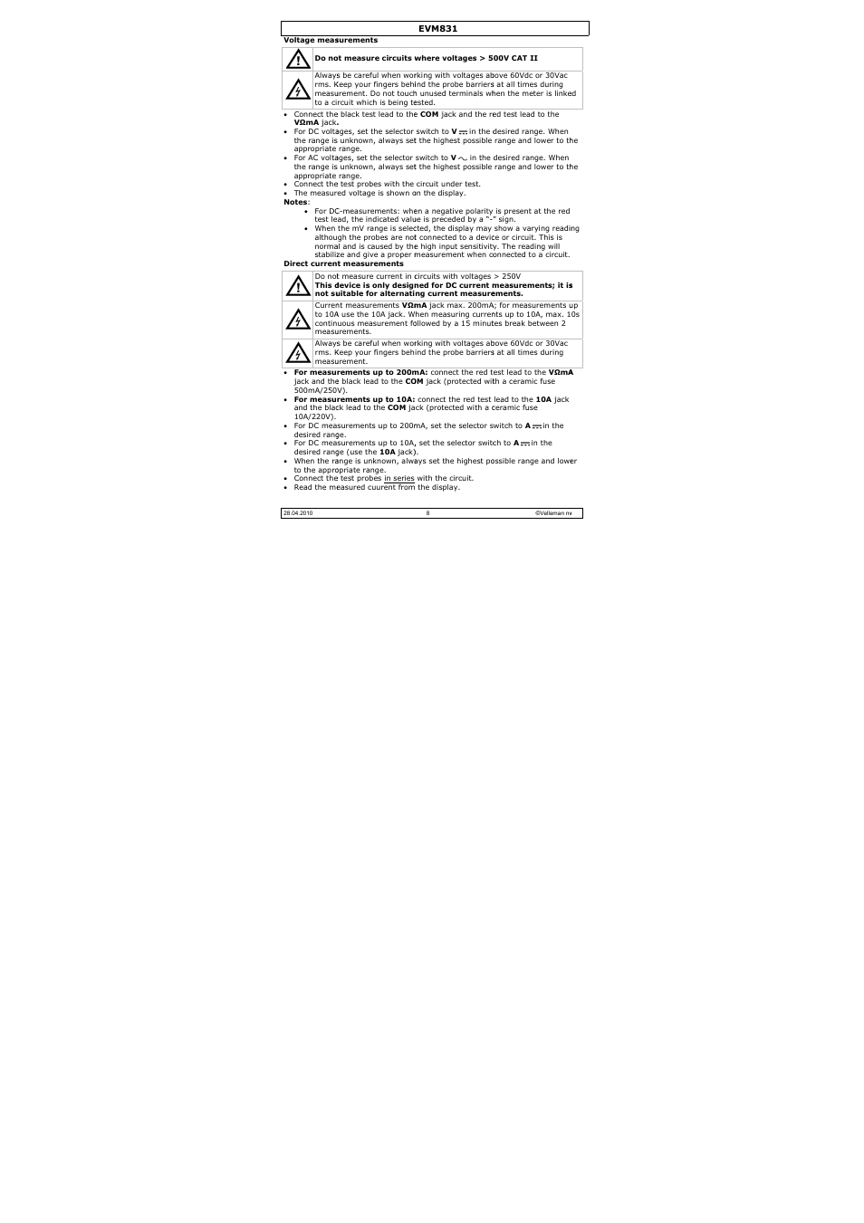 Velleman EVM831 User Manual | Page 8 / 70