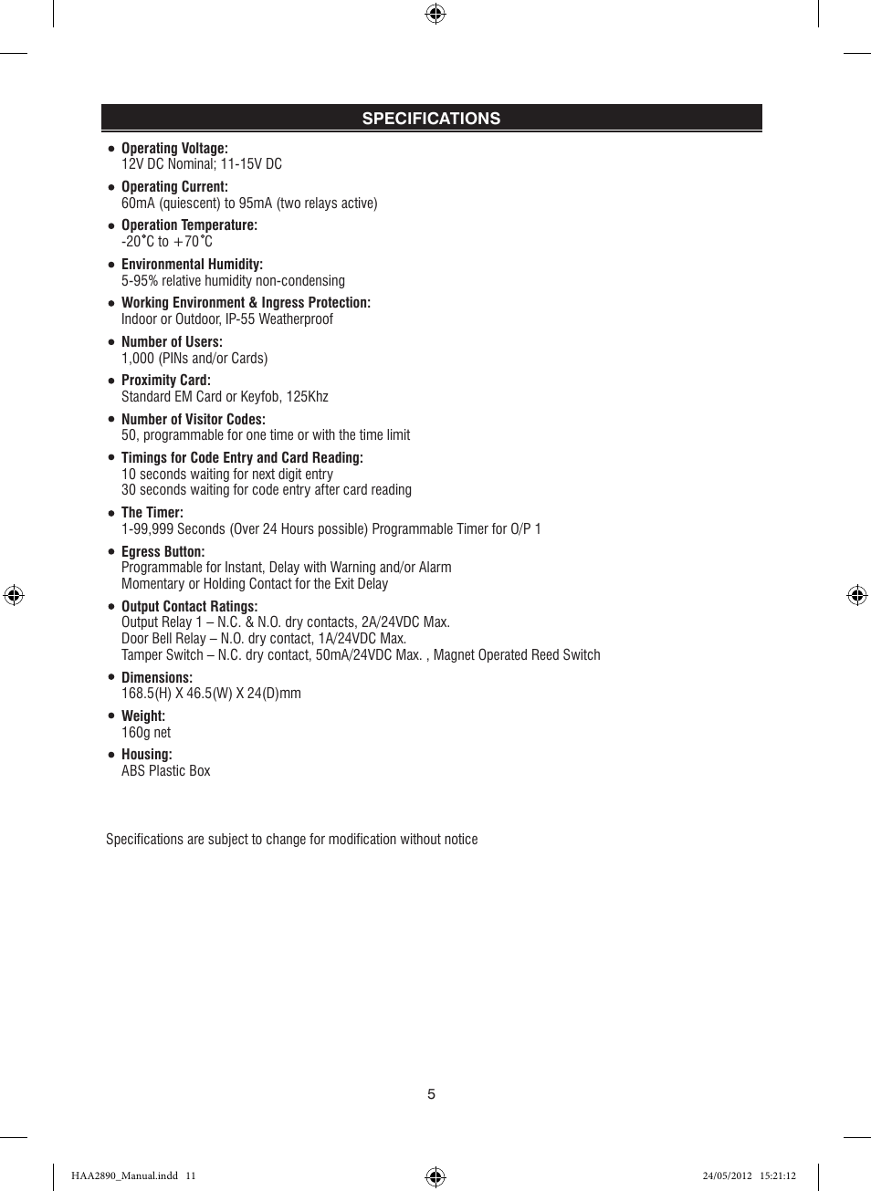 Velleman HAA2890 User Manual | Page 5 / 34