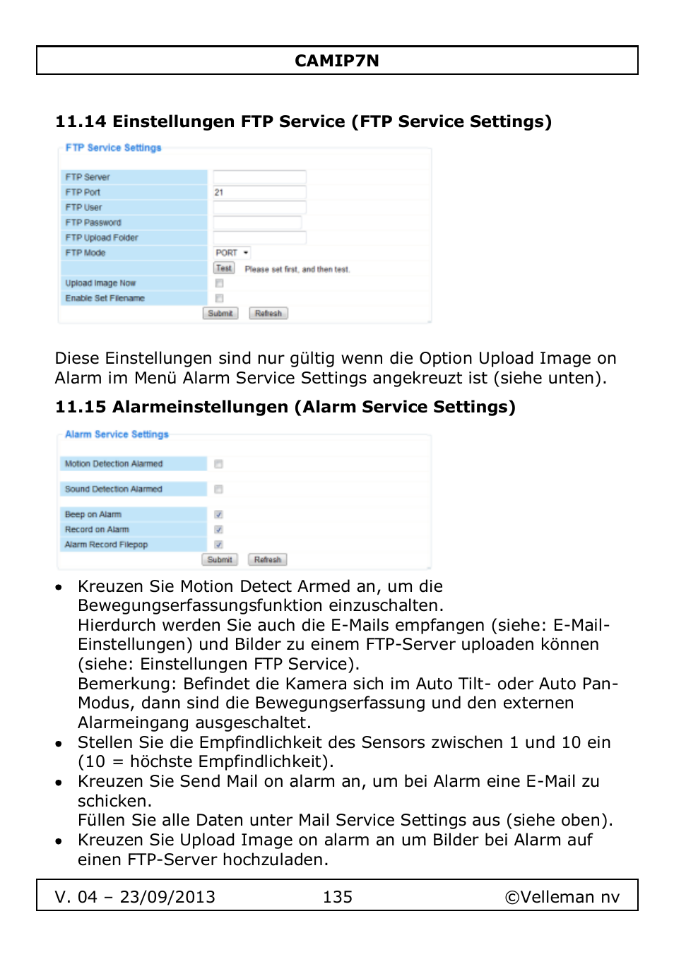 15 alarmeinstellungen (alarm service settings) | Velleman CAMIP7N User Manual | Page 135 / 207