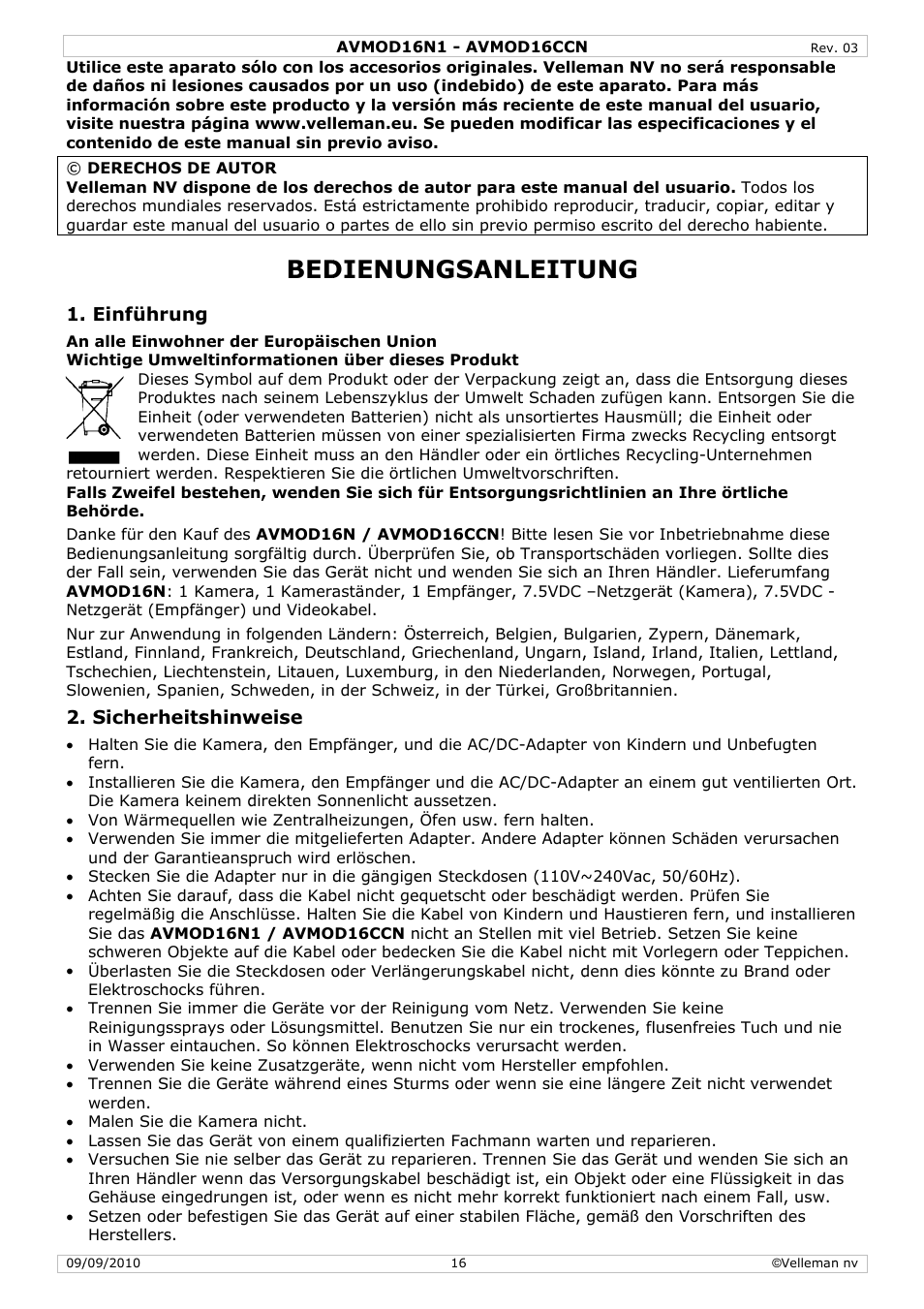 Dienun, Ngsan, Nleitu | Velleman AVMOD16CCN User Manual | Page 16 / 23