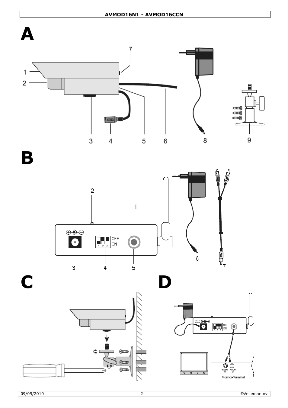 Ab c | Velleman AVMOD16CCN User Manual | Page 2 / 23