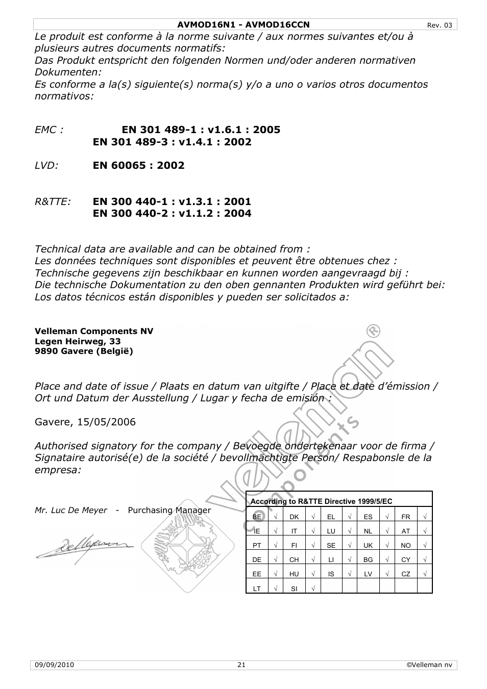 Velleman AVMOD16CCN User Manual | Page 21 / 23