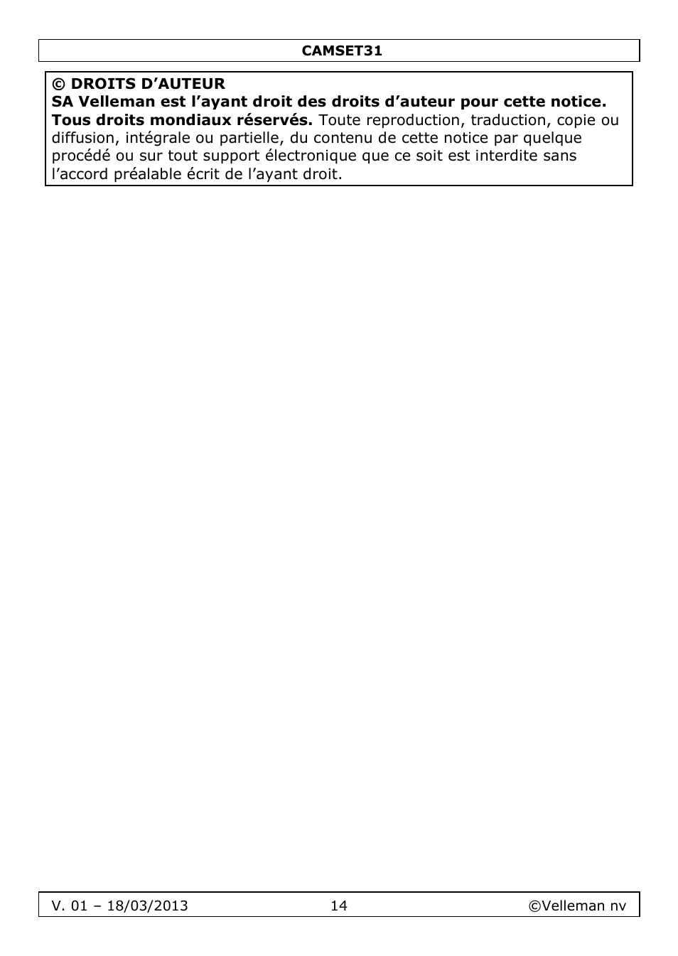 Velleman CAMSET31 User Manual | Page 14 / 34