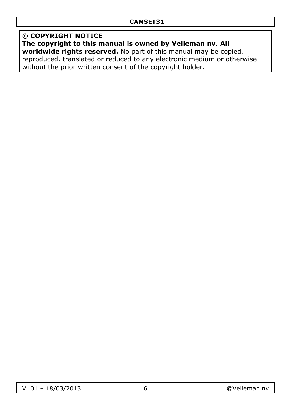 Velleman CAMSET31 User Manual | Page 6 / 34