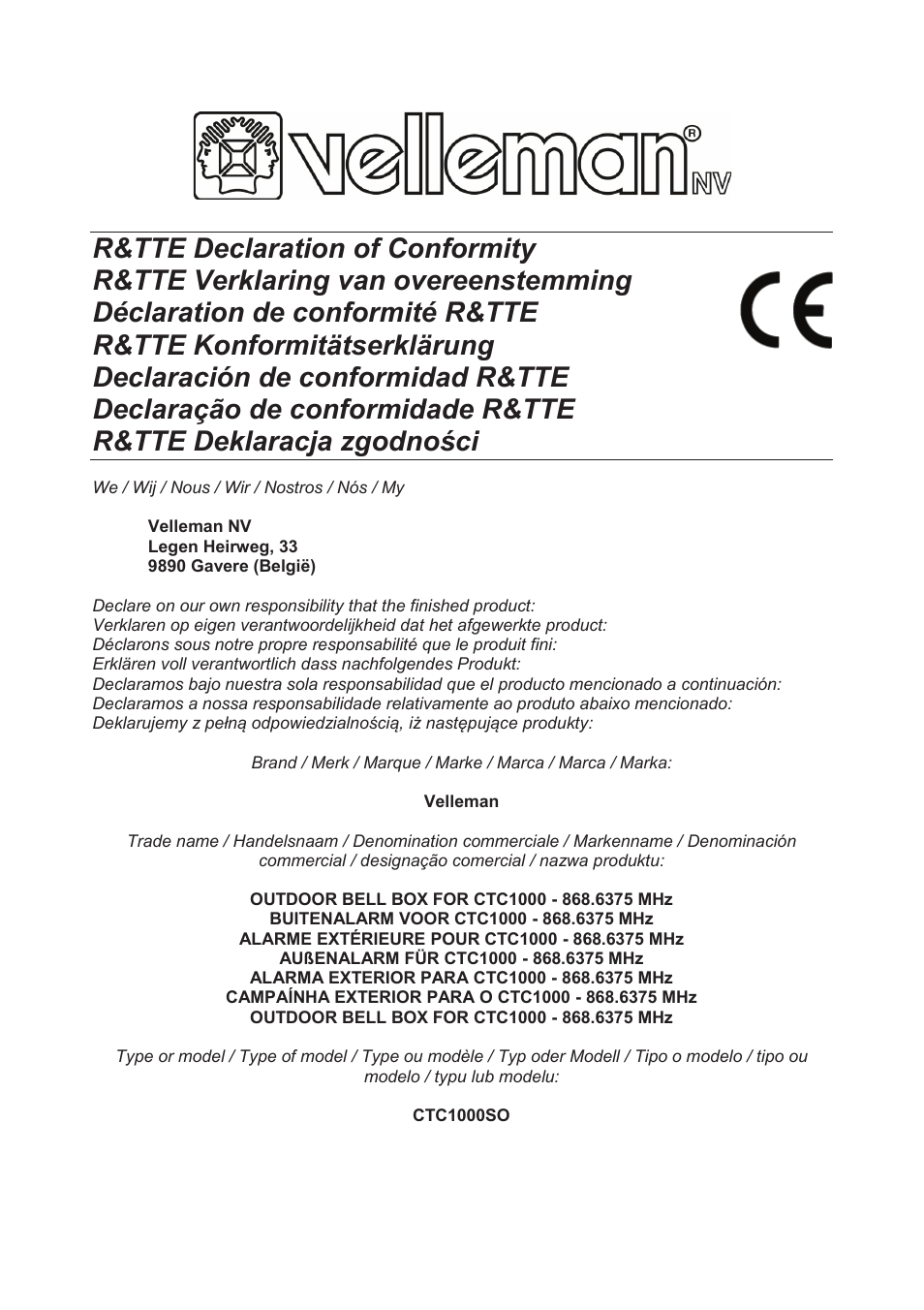 Velleman CTC1000SO User Manual | Page 45 / 46