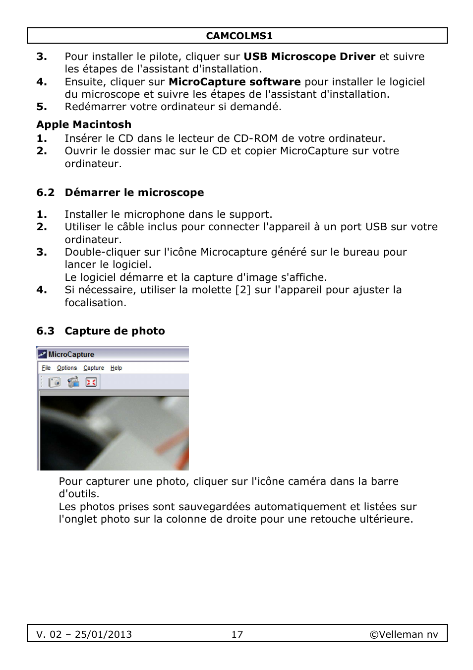 Velleman CAMCOLMS1 User Manual | Page 17 / 49