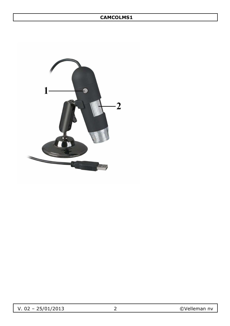 Velleman CAMCOLMS1 User Manual | Page 2 / 49