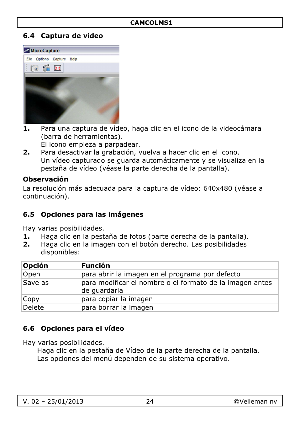 Velleman CAMCOLMS1 User Manual | Page 24 / 49