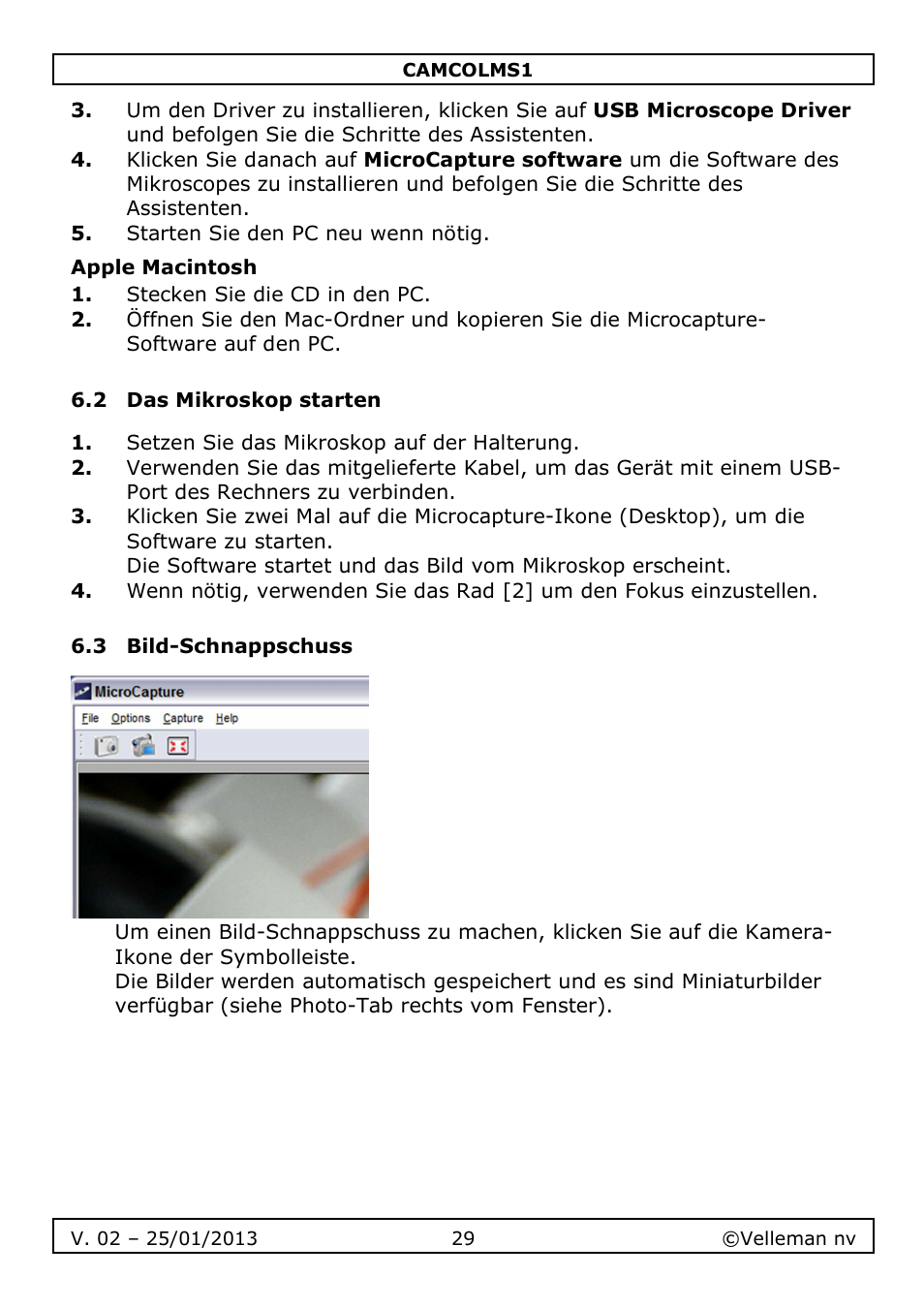 Velleman CAMCOLMS1 User Manual | Page 29 / 49