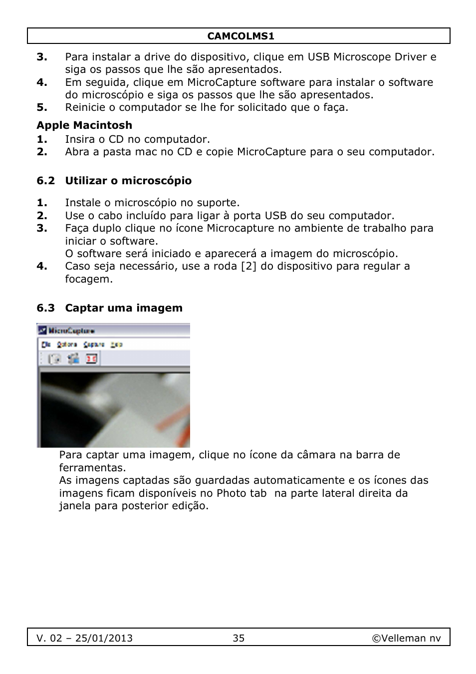Velleman CAMCOLMS1 User Manual | Page 35 / 49