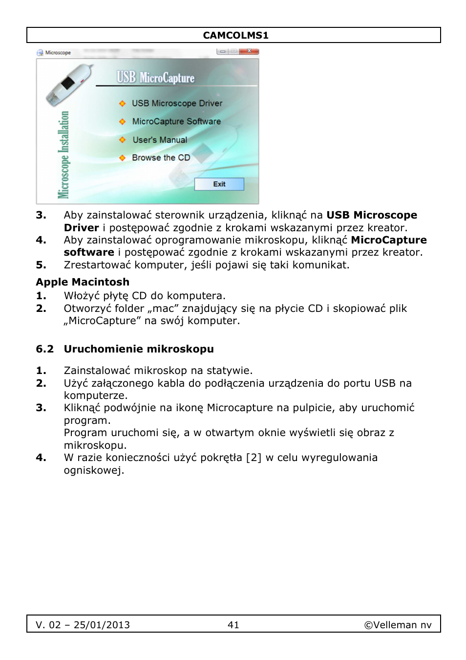 Velleman CAMCOLMS1 User Manual | Page 41 / 49