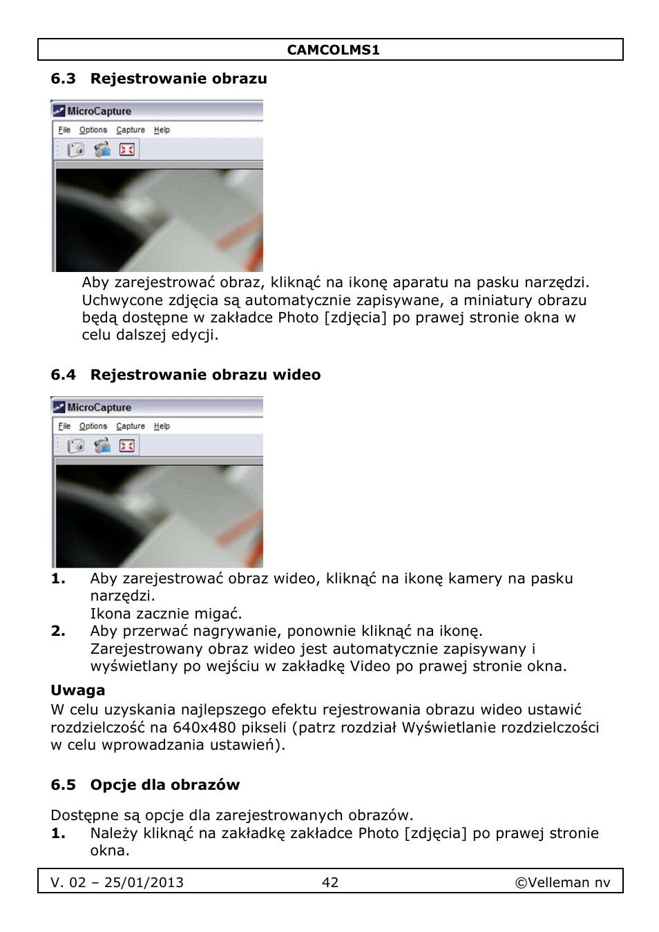 Velleman CAMCOLMS1 User Manual | Page 42 / 49