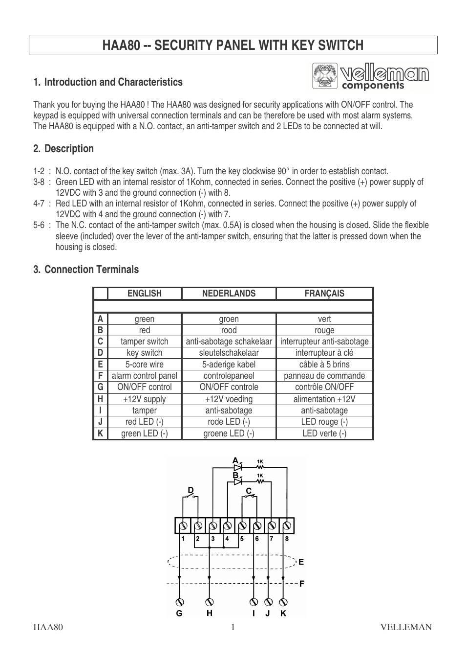 Velleman HAA80 User Manual | 4 pages