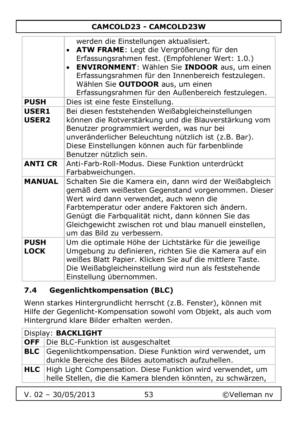 4 gegenlichtkompensation (blc) | Velleman CAMCOLD23 User Manual | Page 53 / 64