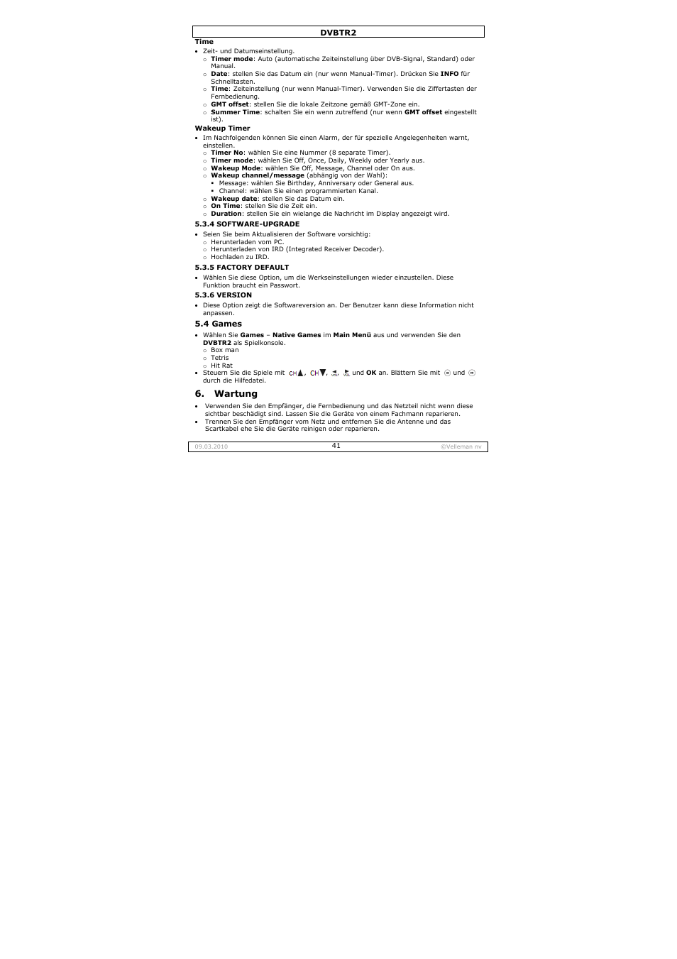 Wartung | Velleman DVBTR2 User Manual | Page 41 / 45