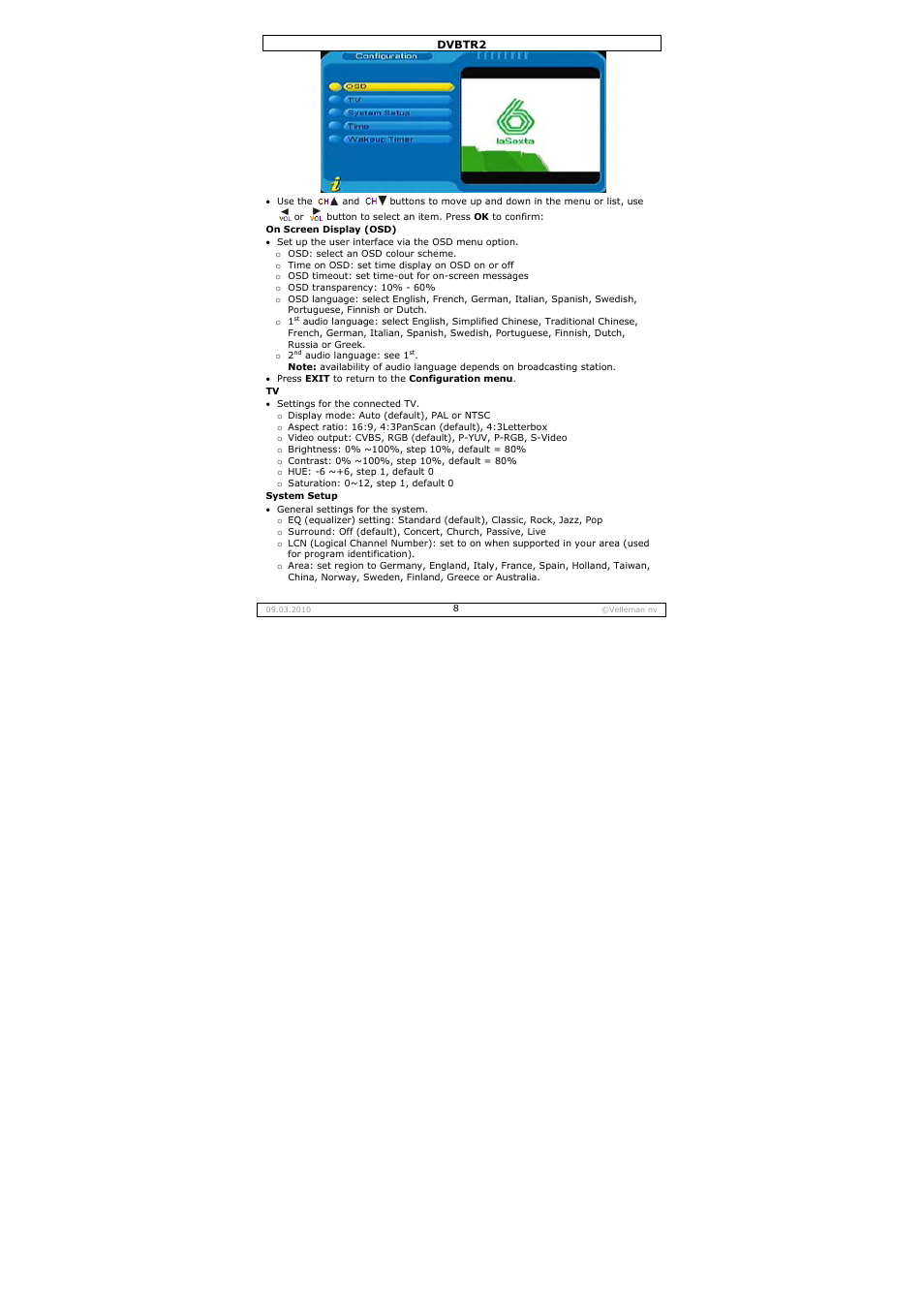 Velleman DVBTR2 User Manual | Page 8 / 45