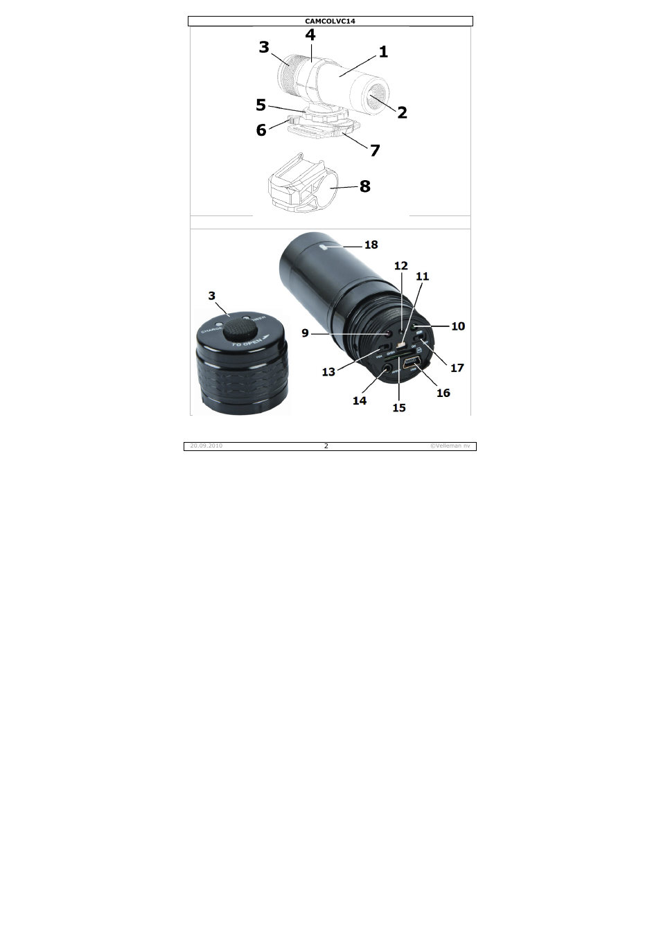 Velleman CAMCOLVC14 User Manual | Page 2 / 27