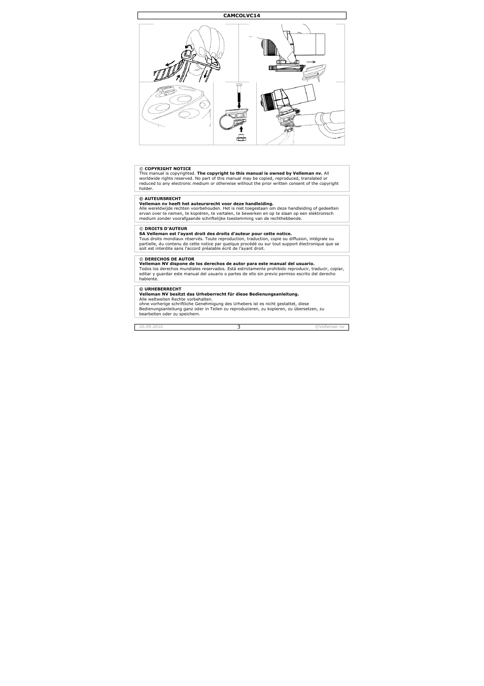 Velleman CAMCOLVC14 User Manual | Page 3 / 27