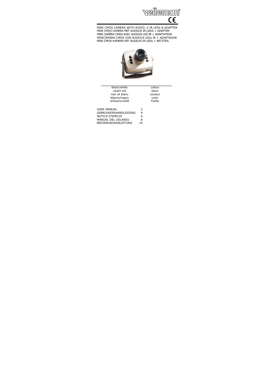Velleman CAMCOLMBLAH2 User Manual | 17 pages