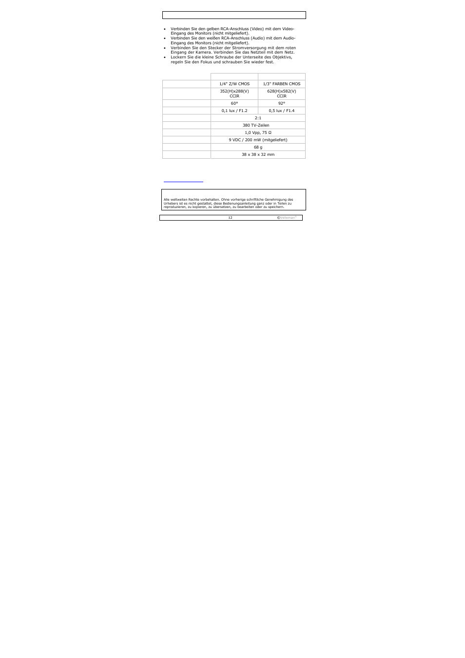 Velleman CAMCOLMBLAH2 User Manual | Page 12 / 17