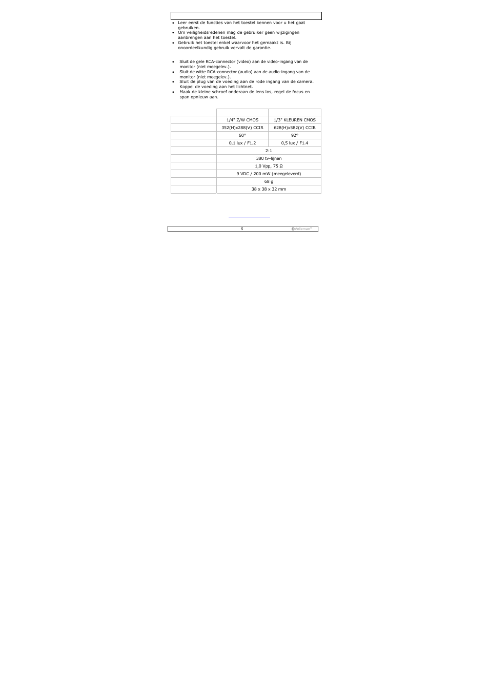 Velleman CAMCOLMBLAH2 User Manual | Page 5 / 17