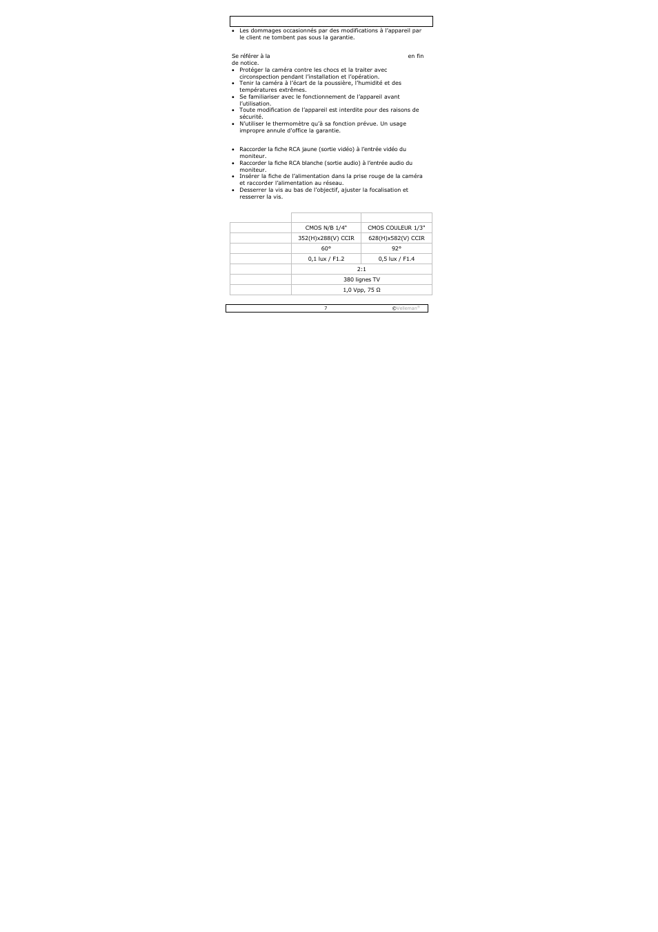 Velleman CAMCOLMBLAH2 User Manual | Page 7 / 17
