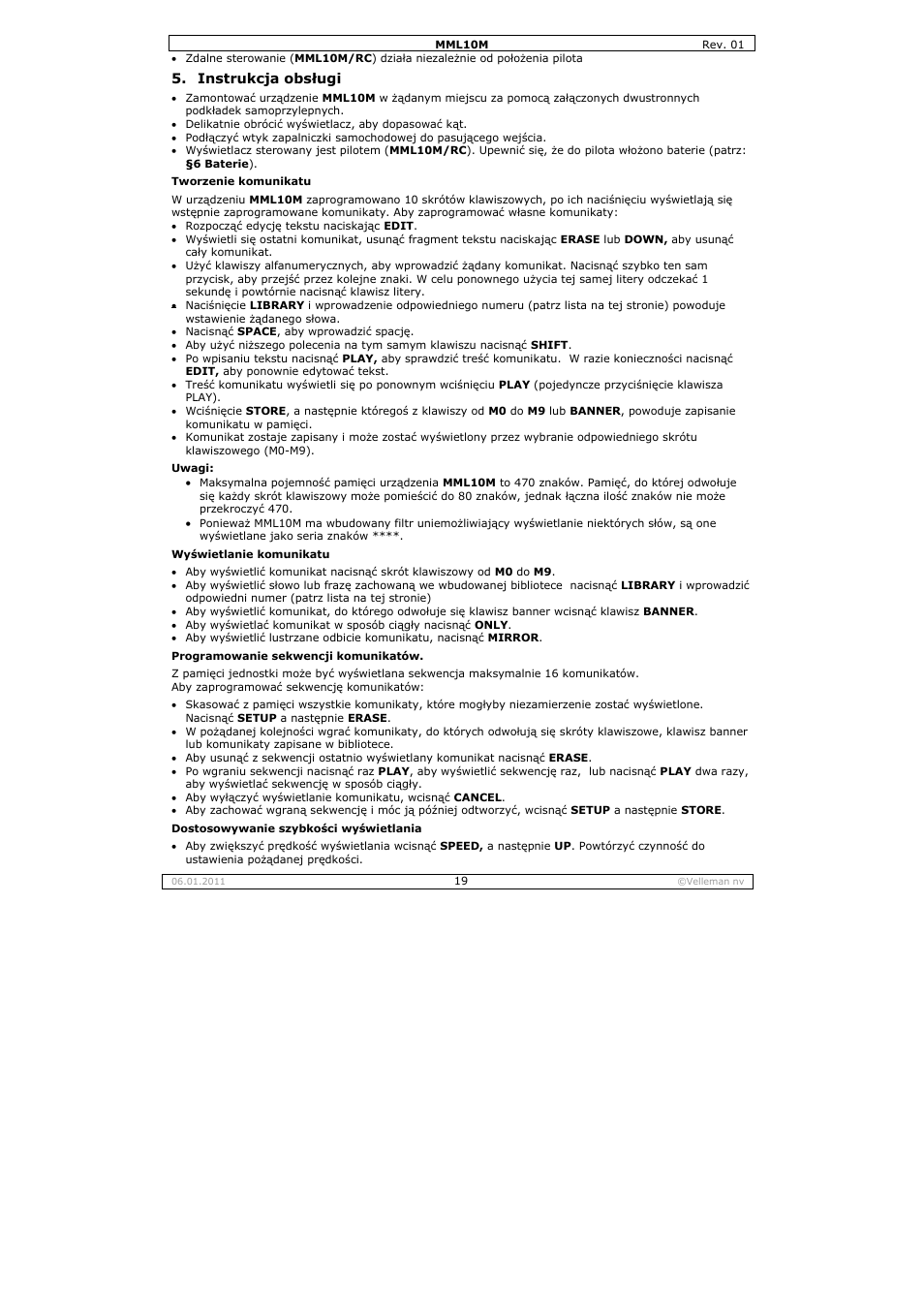 Velleman MML10M User Manual | Page 19 / 23