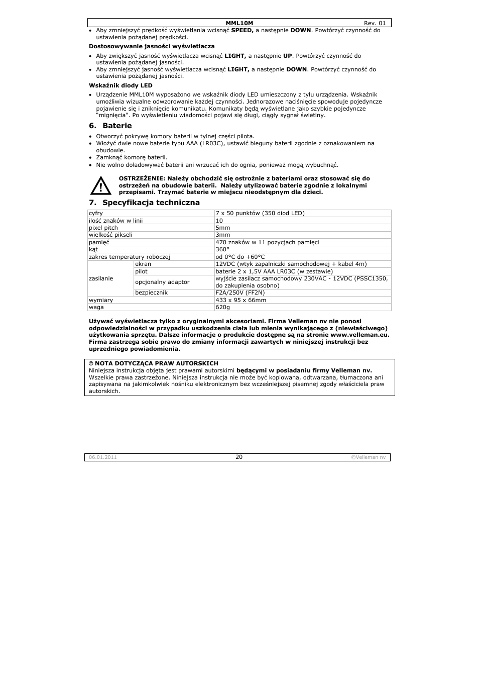 Velleman MML10M User Manual | Page 20 / 23