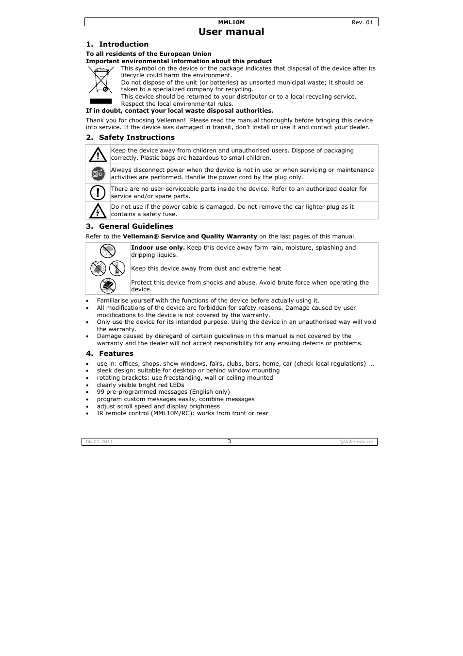 User m, Anual | Velleman MML10M User Manual | Page 3 / 23