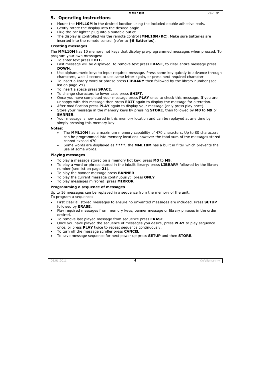 Velleman MML10M User Manual | Page 4 / 23