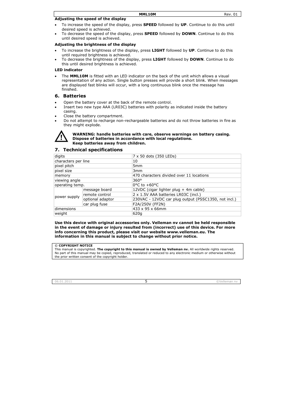 Velleman MML10M User Manual | Page 5 / 23