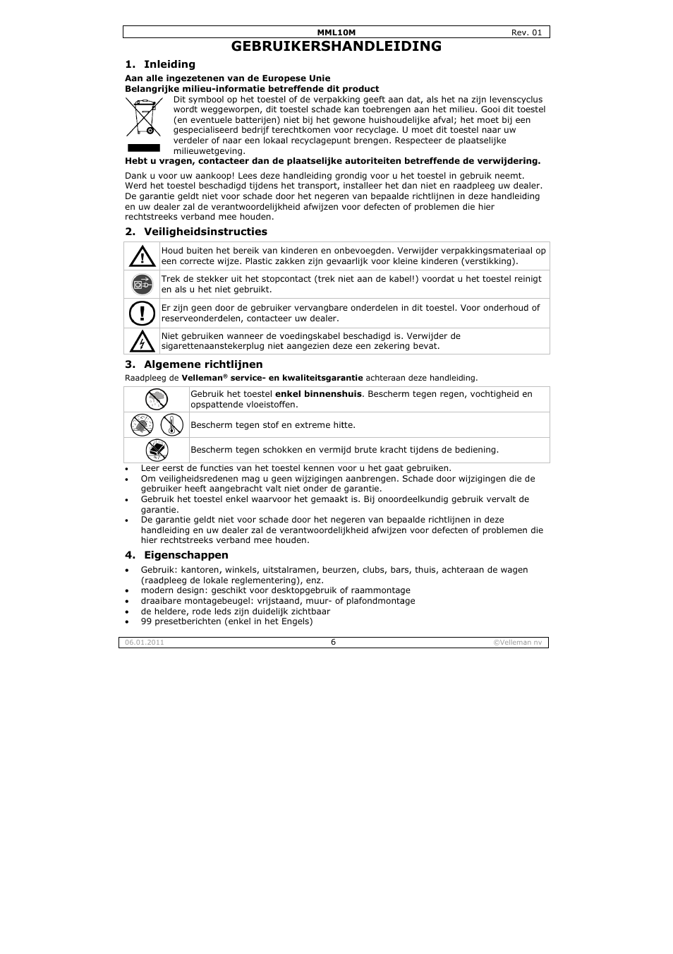 Gebru, Uikersha, Andleid | Ding | Velleman MML10M User Manual | Page 6 / 23
