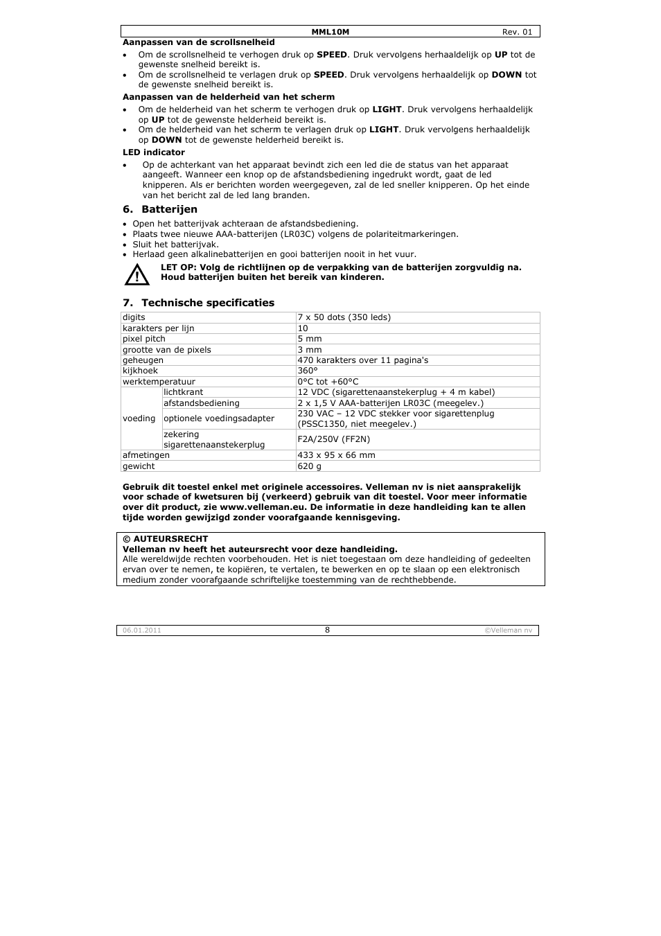 Velleman MML10M User Manual | Page 8 / 23