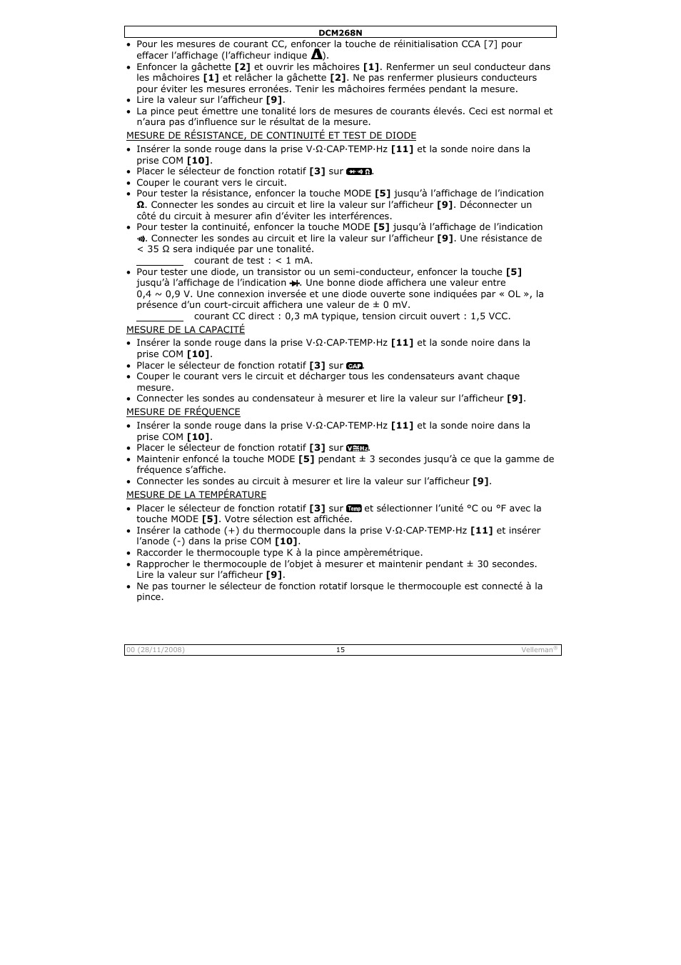 Velleman DCM268N User Manual | Page 15 / 27