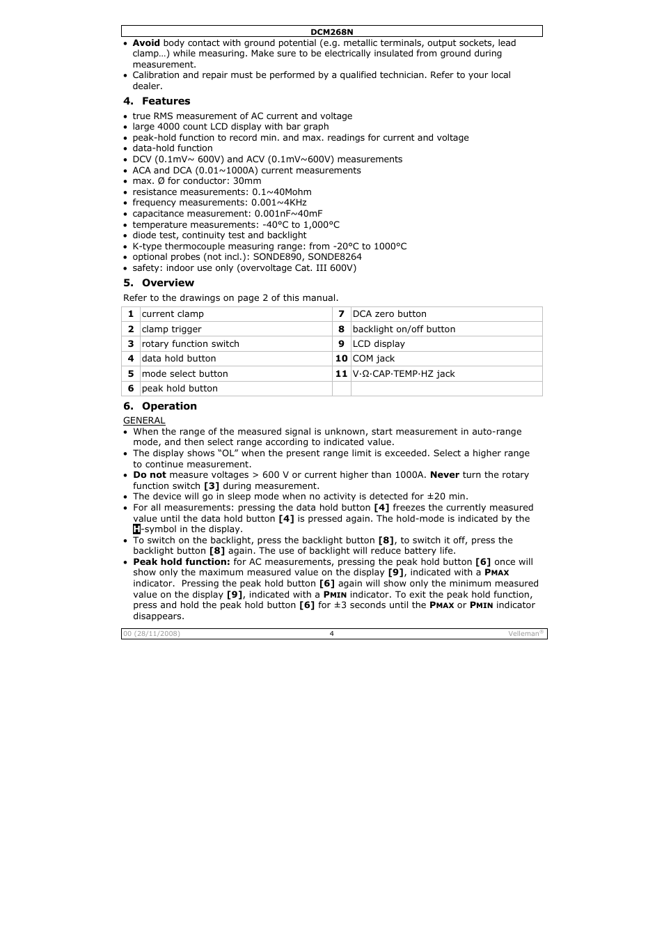 Velleman DCM268N User Manual | Page 4 / 27