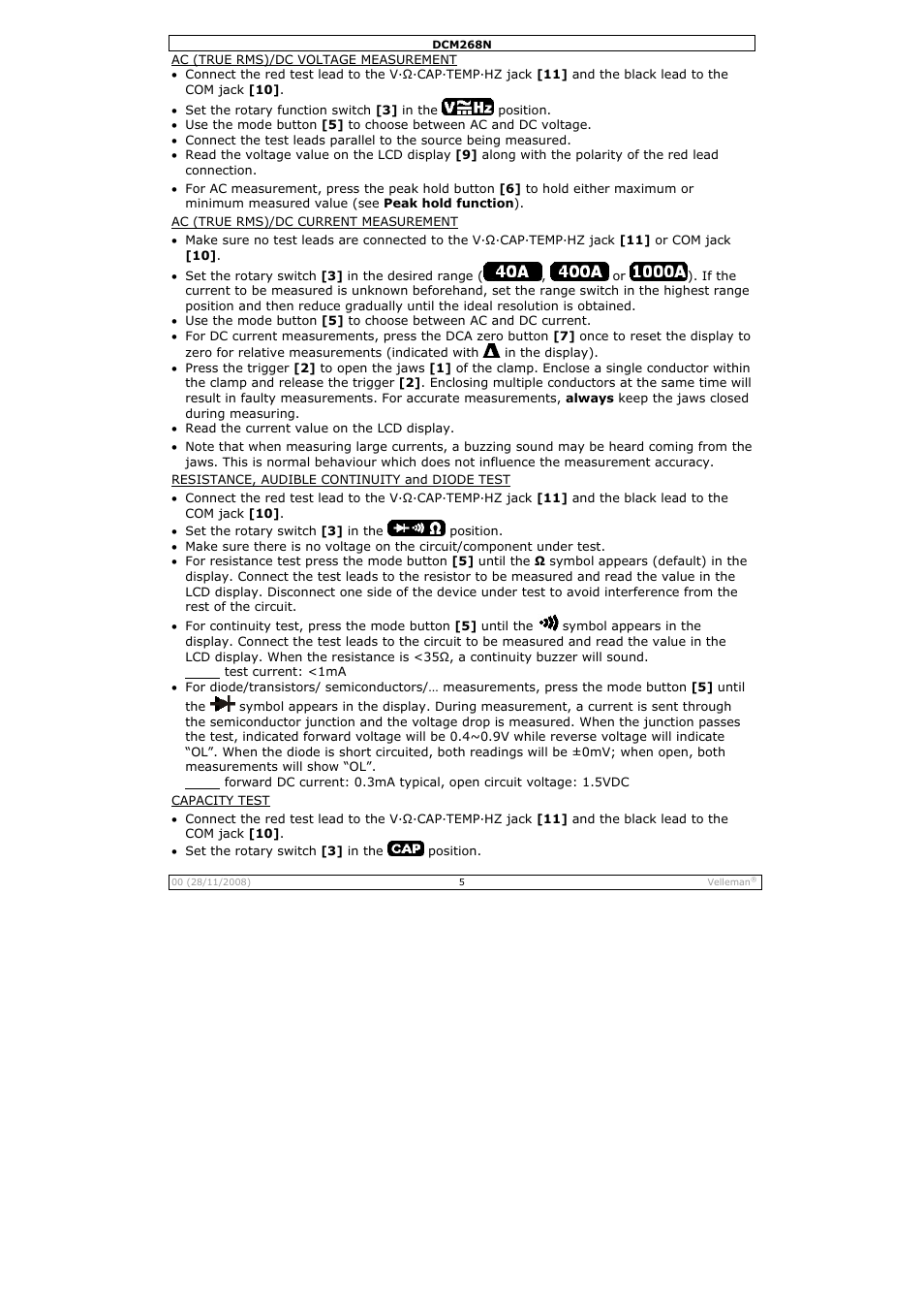 Velleman DCM268N User Manual | Page 5 / 27