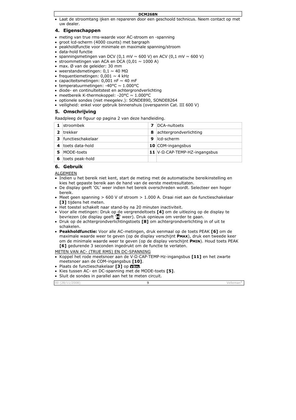 Velleman DCM268N User Manual | Page 9 / 27