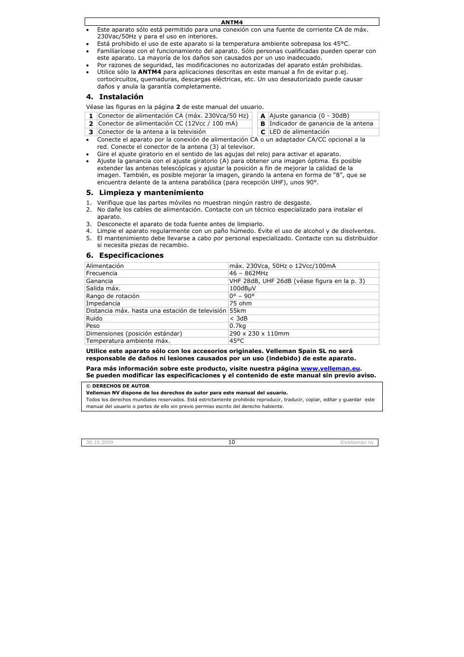 Velleman ANTM4 User Manual | Page 10 / 14