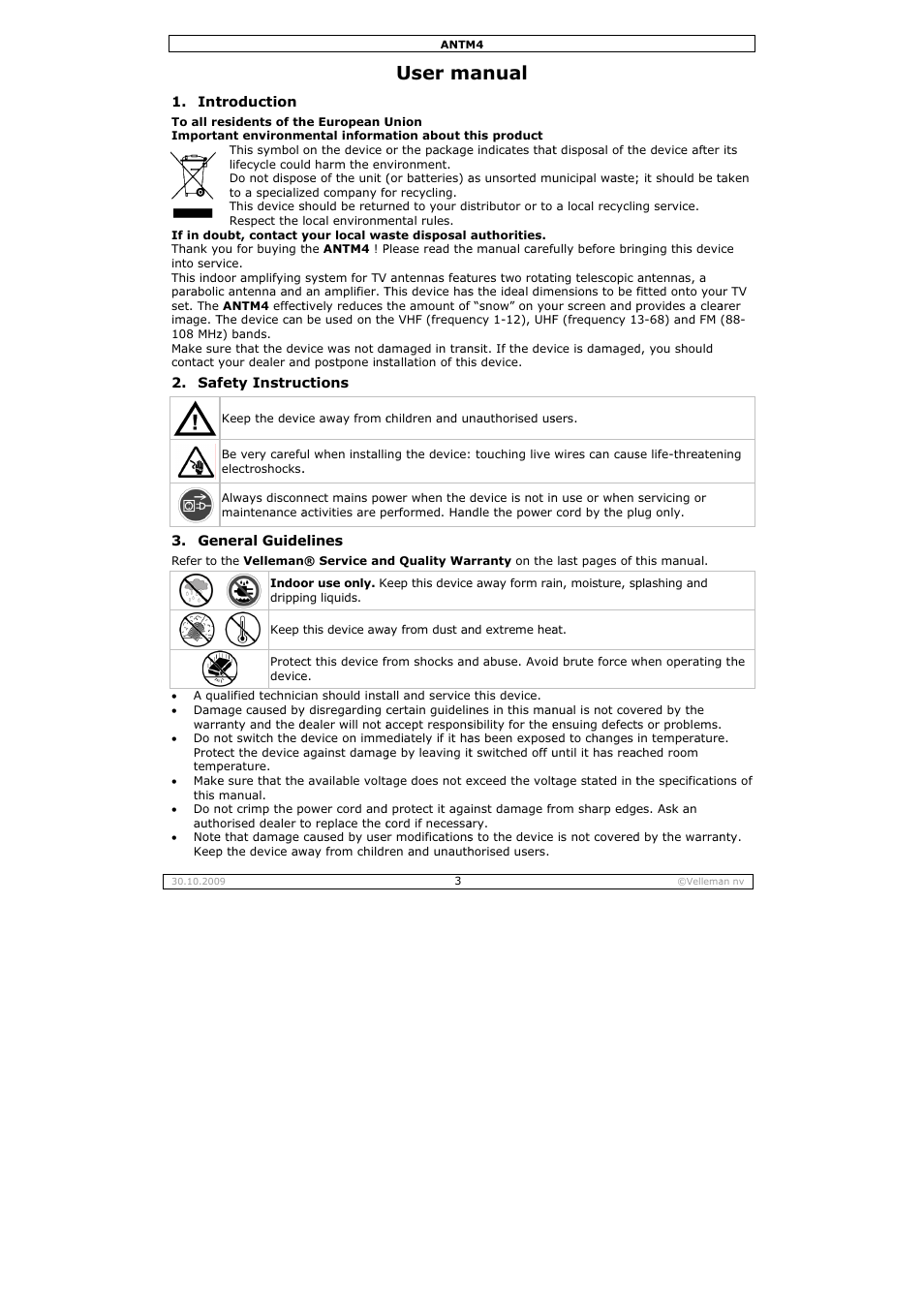 User m, Anual | Velleman ANTM4 User Manual | Page 3 / 14