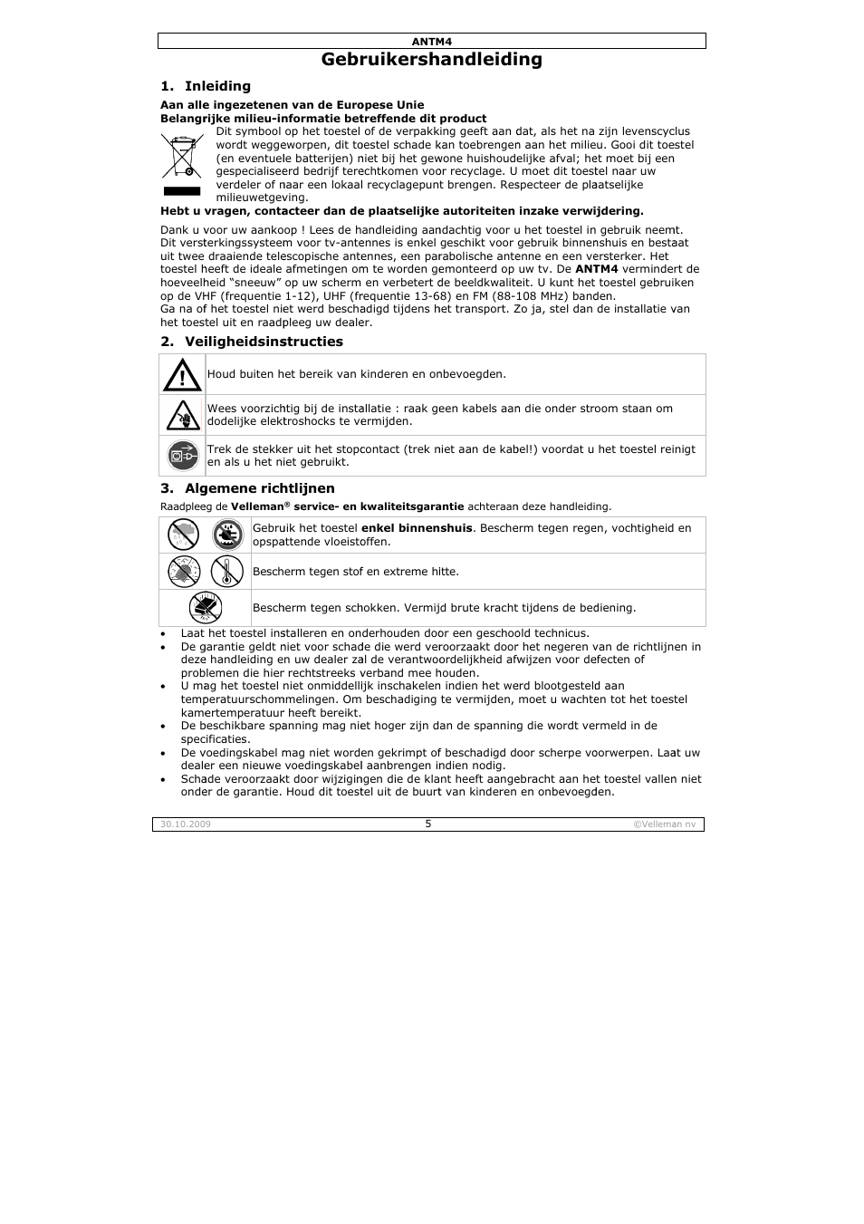 Gebr, Ruikersh, Andleidi | Velleman ANTM4 User Manual | Page 5 / 14