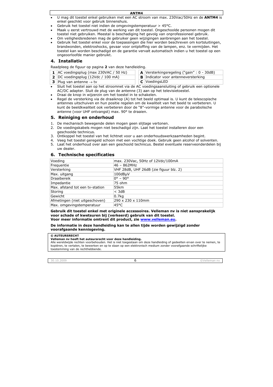 Velleman ANTM4 User Manual | Page 6 / 14