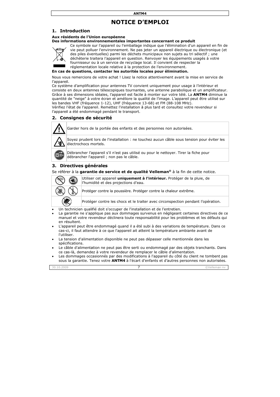 Otice d, Emploi | Velleman ANTM4 User Manual | Page 7 / 14