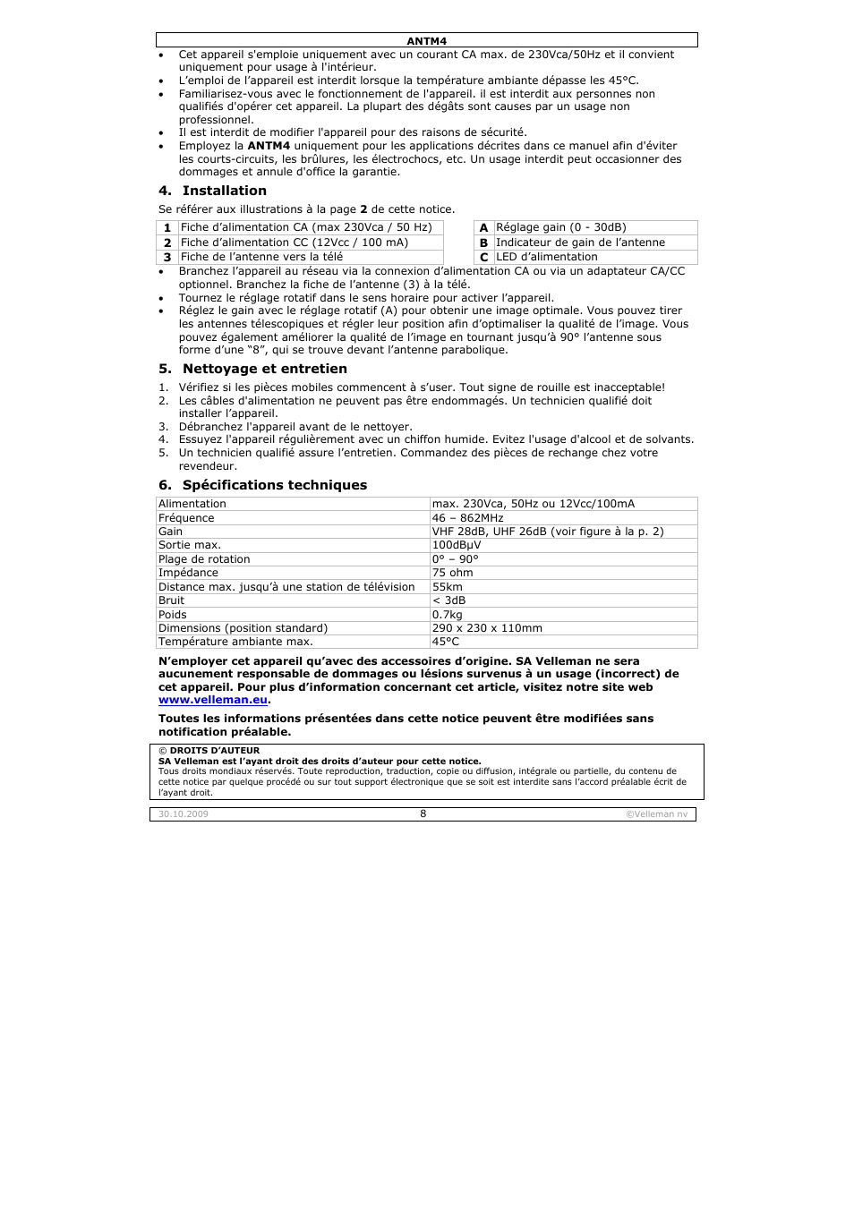 Velleman ANTM4 User Manual | Page 8 / 14