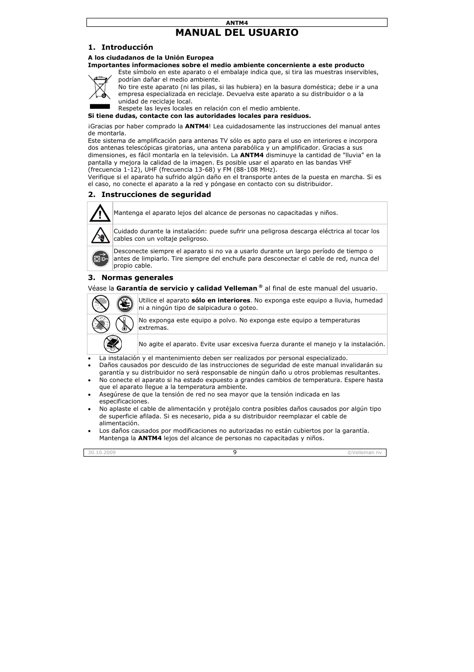 Nual del, L usuar | Velleman ANTM4 User Manual | Page 9 / 14