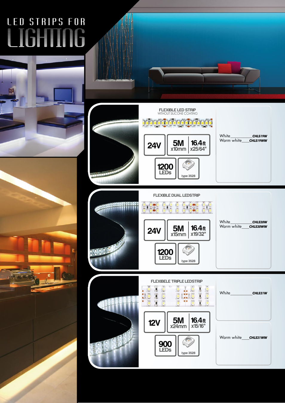Lighting, 24v 5m, 12v 5m | L e d, F o r | Velleman Led Strip Special User Manual | Page 4 / 12